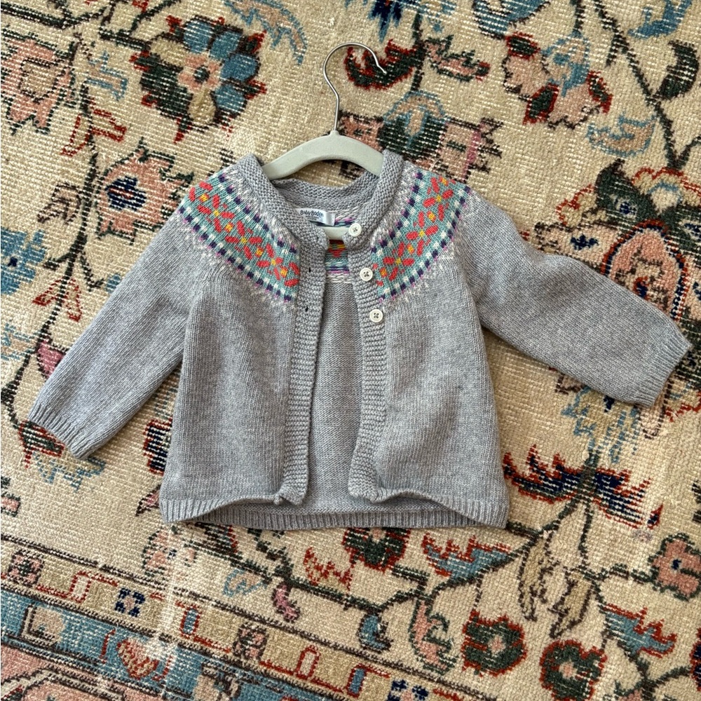 Baby Boden Fair isle cardigan sweater 6-12M